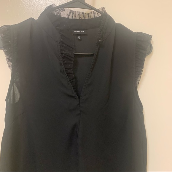 COPY - Black Lace Collar and Sleeve Blouse - Picture 4 of 6